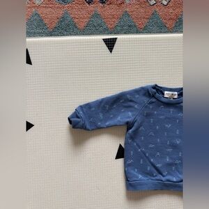 Rabbit Bear|Baby boy Blue Crewneck Sweatshirt in mountain print,18 months•••